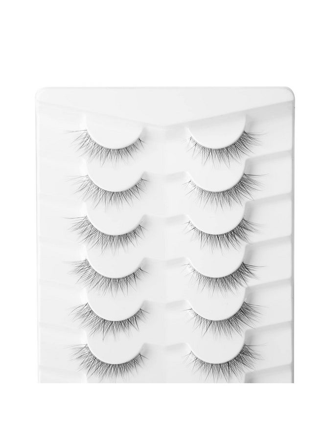 Lashes Natural Short False Eyelashes Wispy Lashes Pack Light Volume Clear Band Soft Fake Eye Lashes 7 Pairs Multipack