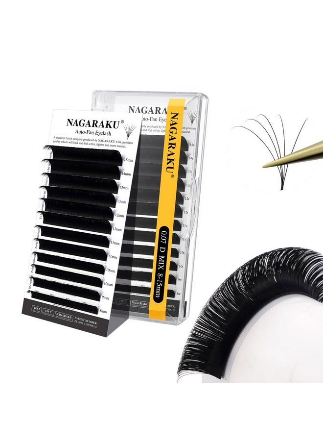 Easy Fan Eyelash Extensions Volume Lash 0.07 D Curl 8-15Mm Mix Tray Rapid Blooming Faux Mink Cluster For Beginners Soft Professional Lash Supplies