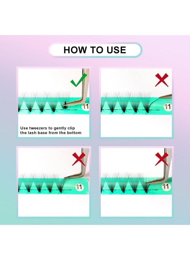 Premade Fans Eyelash Extensions 320 Fans 10D 14D 16D 20D 0.05 0.07 Thickness C/D Curl Middle Stem Heat Bonded Premade Fans Russian Volume Lash Extensions (320 Fans-14D-0.07-D-8-15Mm)