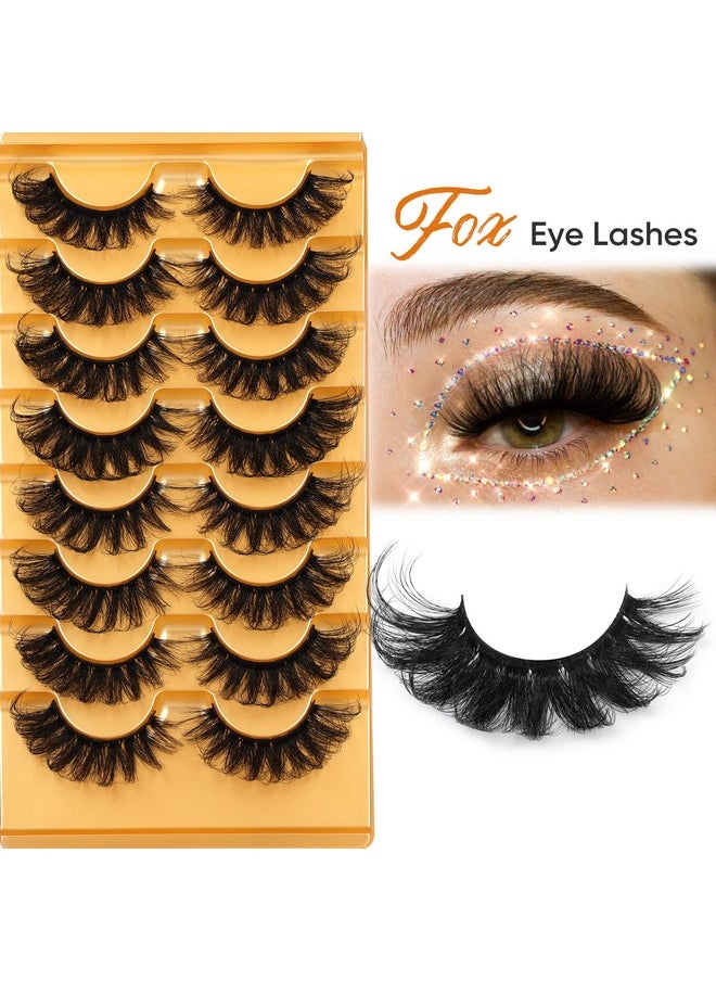 False Lashes Fluffy Mink Eyelashes 18Mm Lashes Pack 8D Mink Curly Faux Mink Lashes Volume Dramatic Lashes 8 Pairs