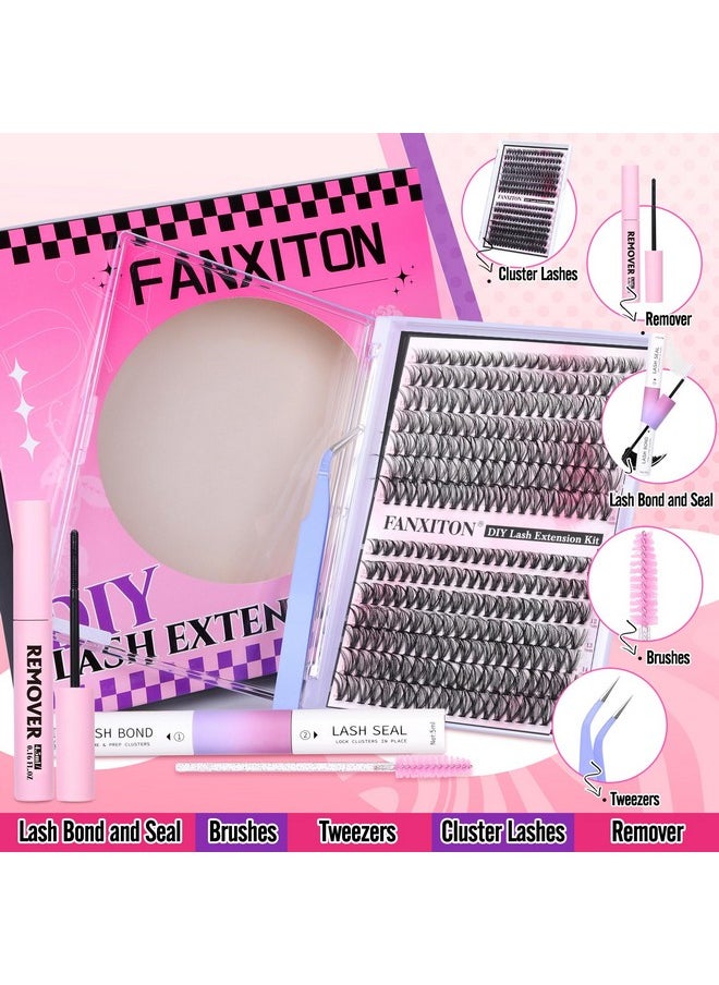 Extension Kit Natural Lash Clusters 30D+40D Mix 9-16 Mm D Curl Lndividual Lashes Lash Remover 280 Pcs Wispy Eyelash Extension Kit With Lash Bond And Seal And Lash Tweezers By Fanxiton