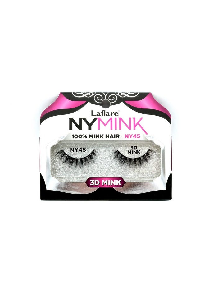 3D Ny Mink Eyelashes, 100% Real Mink Hair Lashes, Luxury Makeup, Natural, Light, Trendy, Variety, Reusable, Multi Layered Real Mink Hair Lashes (Ny45)