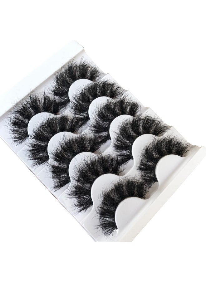 False Eyelashes Fluffy 3D Faux Mink Lashes 22Mm Dramatic False Lashes Pack Long Thick Volume Soft Strip Fake Eye Lashes 5 Pairs Multipack