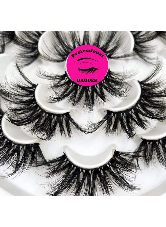 Lashes 25Mm Mink Lashes Fluffy Thick Long Big Wispy False Eyelashes Dramatic Light Soft Bold Fake Eye Lashes Pack 7 Pairs