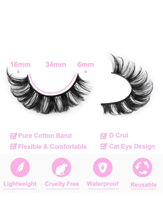 Lashes Wispy Faux Mink Lashes D Curly Fluffy False Lashes Russian Strip Lashes Pack By Kiromiro