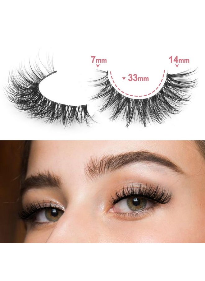 Lashes Wispy False Eyelashes Natural Look 14Mm Clear Band Lashes Fluffy Faux Mink Lashes Cat Eye Short Natural Fake Lashes Pack 14 Pairs