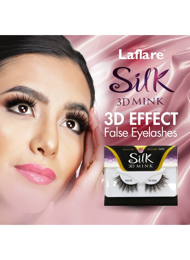 3D Silk Mink Premium Faux Mink Eyelashes, Cat Eyes, Wispy, Fluffy, Soft As Mink, Multi-Layered False Lashes (Sm01)
