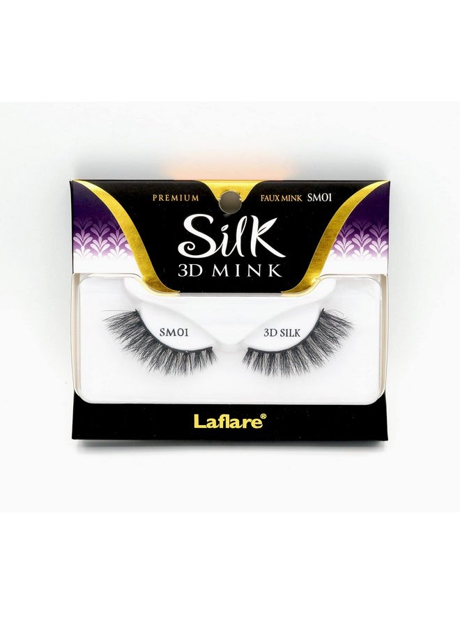3D Silk Mink Premium Faux Mink Eyelashes, Cat Eyes, Wispy, Fluffy, Soft As Mink, Multi-Layered False Lashes (Sm01)