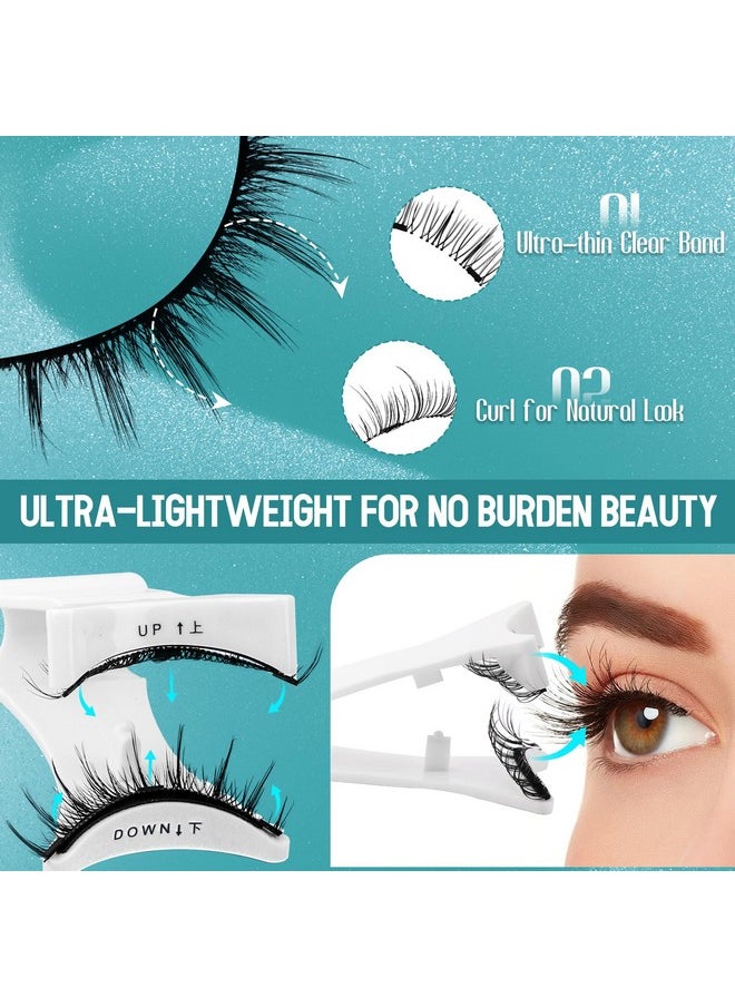 Magnetic Eyelashes 4 Pairs Magnetic Lashes Natural Look Magnetic Eyelashes With Applicator And Mirror No Glue&No Eyeliner Needed Strip Lashes Magnetic Lashes Kit Easy To Use