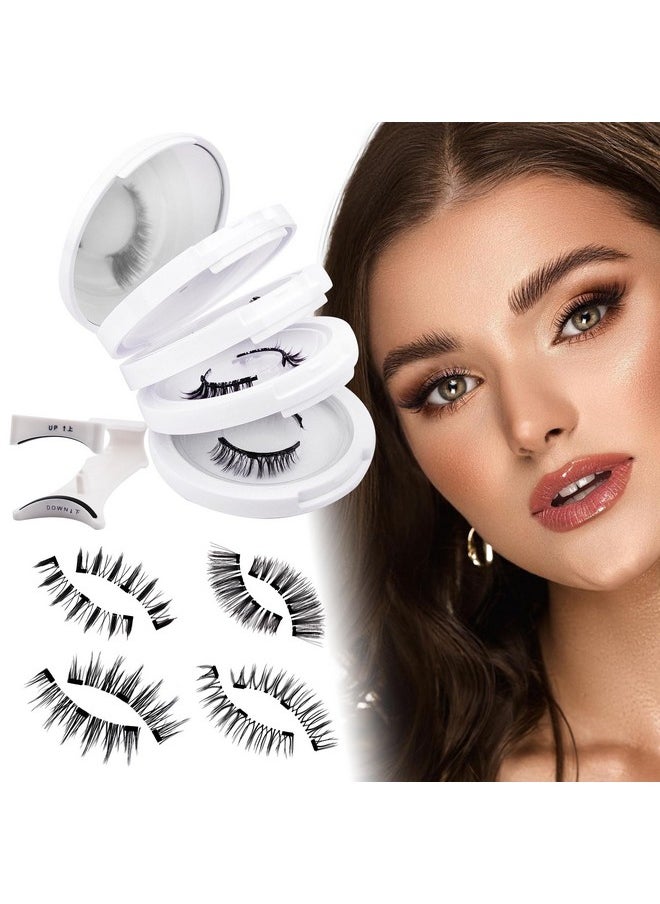 Magnetic Eyelashes 4 Pairs Magnetic Lashes Natural Look Magnetic Eyelashes With Applicator And Mirror No Glue&No Eyeliner Needed Strip Lashes Magnetic Lashes Kit Easy To Use