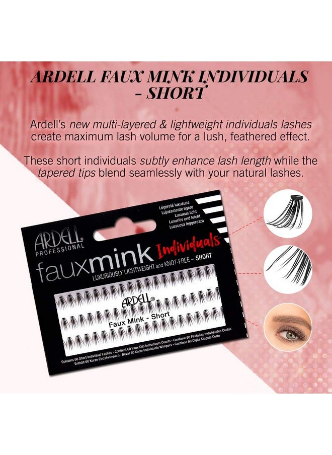 False Eye Lashes Faux Mink Individuals Short Black 4 Pack