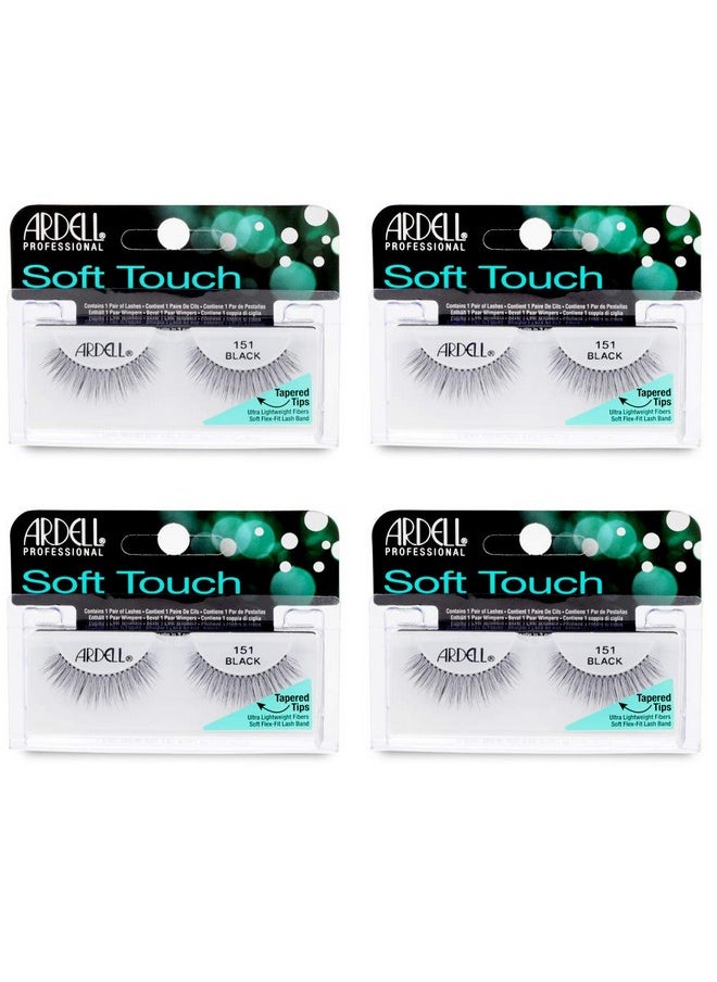 Soft Touch Lashes - Natural-Looking, Tapered Tip False Eyelashes, Full Volume, Easy Application, 151 Black (4 Pack)