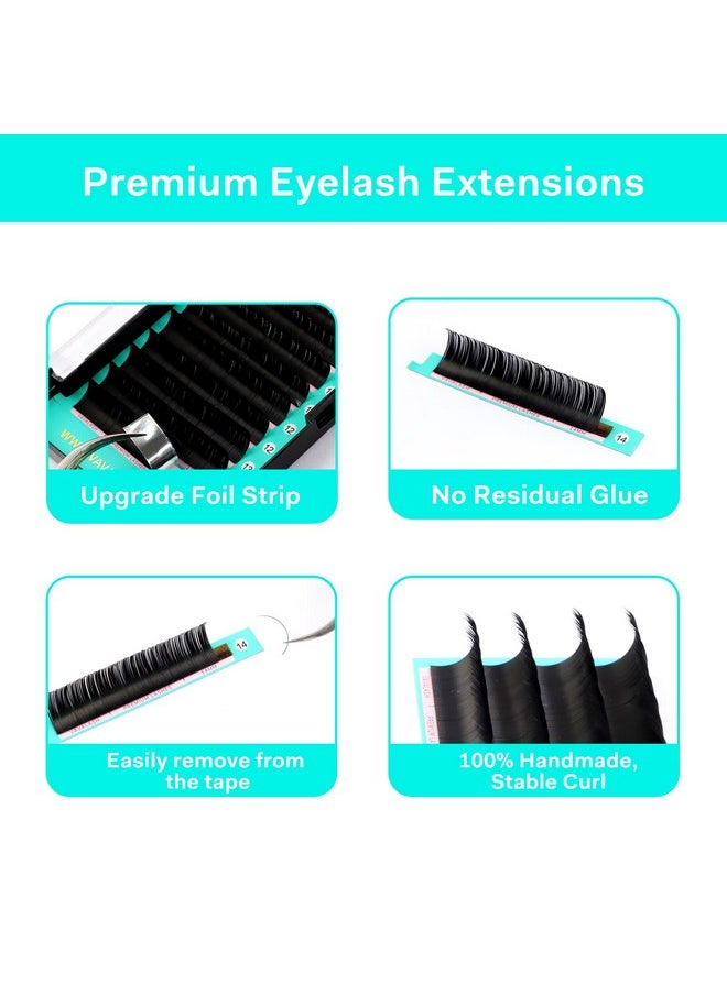 Eyelash Extensions 0.05 Cc Curl 12Mm Lash Extensions Supplies Individual Lashes Premium Silk Volume & Classic Lash Soft Matte Dark Professional Eyelashes Extension (0.05-Cc-12Mm)