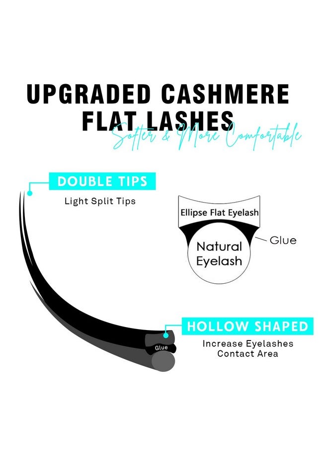 Cashmere Faux Mink Ellipse Flat Lashes 0.15 0.2Mm C D Curl 6-17Mm Soft Lightweight Classic Lash Extensions Matte Split Tip Natural Eyelash Extensions Professional Salon Use(0.2-C-15Mm)