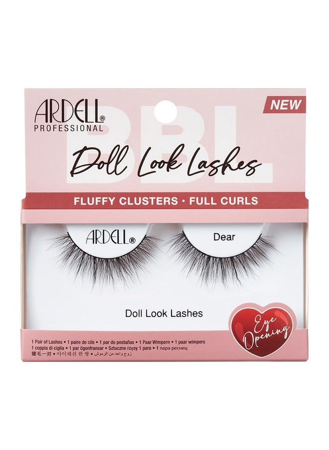 Doll Look Lashes Dear Light Volume & Medium Length False Eyelash For Women, Rounded Shape With Longer Tendrils, Blended Light Clusters & Uneven Lengths