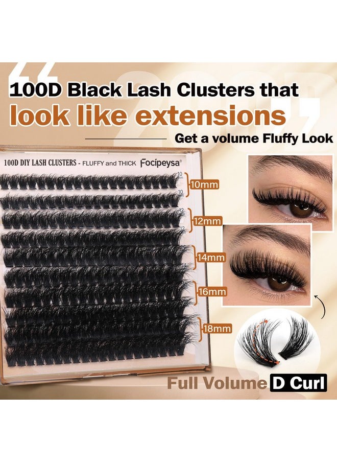 Elash Extension Kit Volume Lash Clusters Kit 10-18Mm Individual Lashes Clusters 100D Diy Lash Extension Kit 200Pcs Clusters Lash With Bond And Remover Lash Applicator By Focipeysa