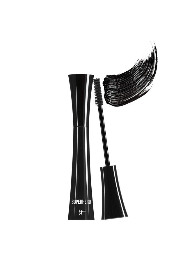 Superhero Mascara - Super Elastic Stretch Black Mascara For Volume & Length - Volumizing Mascara With Collagen, Biotin & Peptides - Suitable Makeup Mascara For Sensitive Eyes