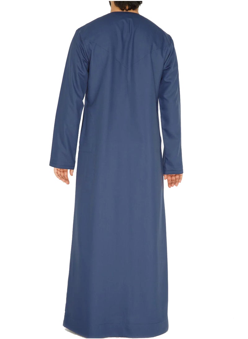 Everyday Emirati Kandora: Traditional Arab Thobe for Men - Long Sleeve Round Neck, Soft & Breathable Muslim Robe - Comfortable, Skin-Friendly, Drapey, and Ideal for Daily Wear