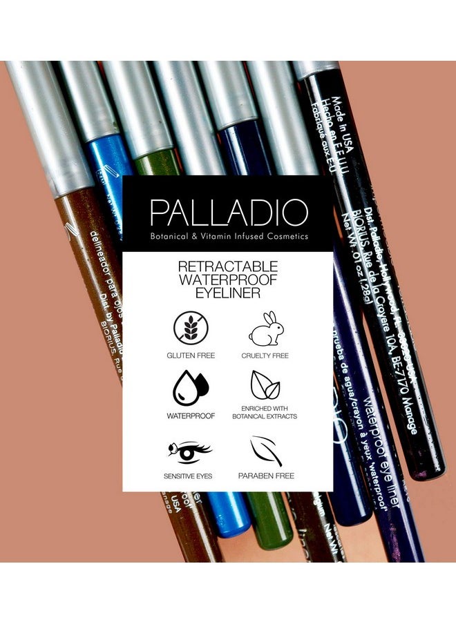 Retractable Waterproof Eyeliner, Richly Pigmented Color And Creamy, Slip Twist Up Pencil Eye Liner, Smudge Proof Long Lasting Application, All Day Wear, No Sharpener Required, Pure Black