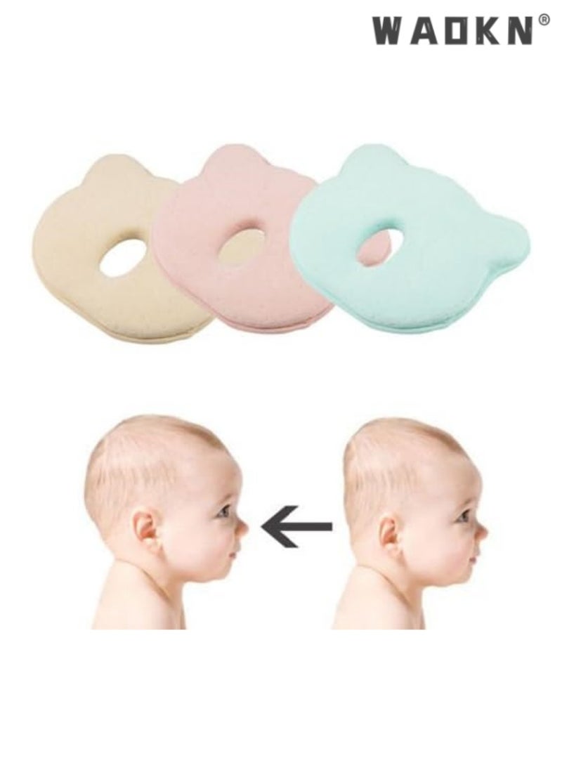 Baby Pillow - Preventing Flat Head Syndrome (Plagiocephaly) for Your Newborn Baby，Made of Memory Foam Head- Shaping Pillow and Neck Support (0-12 Months) (Blue)