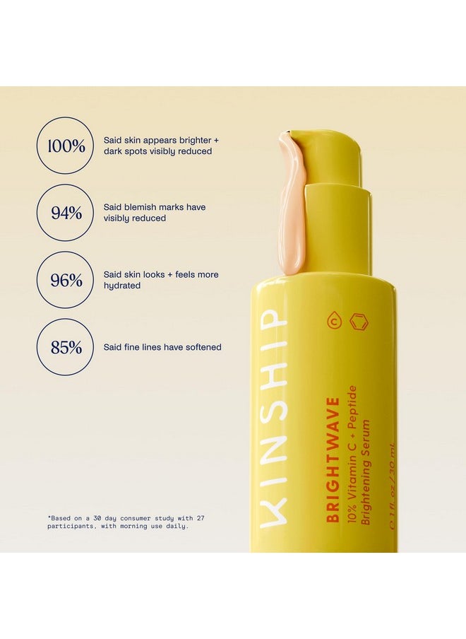 Brightwave Vitamin C Face + Eye Duo - 10% Vitamin C Serum (1 Fl Oz) + Brightening Eye Cream (0.5 Oz) | Fade Dark Spots - Reduce Fine Lines, Wrinkles, Dark Circles + Puffiness - All Skin Types