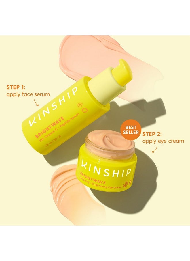 Brightwave Vitamin C Face + Eye Duo - 10% Vitamin C Serum (1 Fl Oz) + Brightening Eye Cream (0.5 Oz) | Fade Dark Spots - Reduce Fine Lines, Wrinkles, Dark Circles + Puffiness - All Skin Types