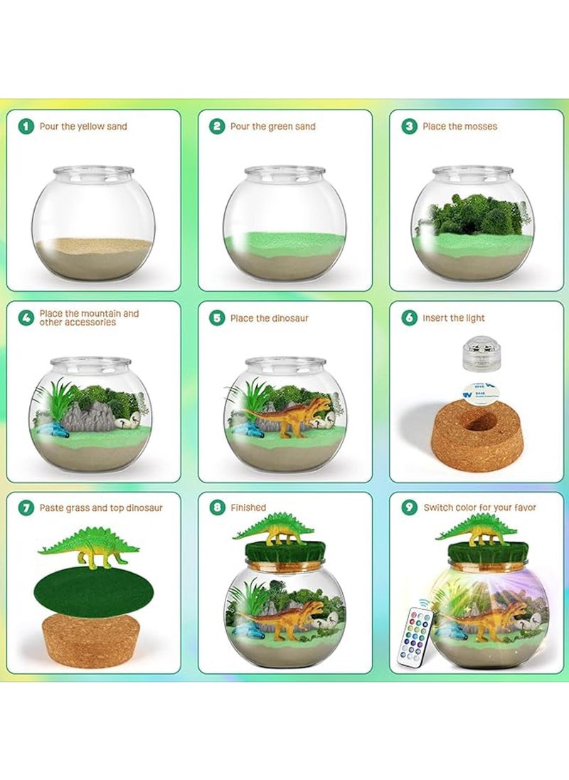 Dinosaur Terrarium Kit for Kids Dino Kid Crafts with DIY Moon Lamp Painting Kit Birthday Gift for Boys Ages 4-12 Year Old Arts and Crafts for Boys and Kids Dinosaur Toys for Boys (Dinosaur)