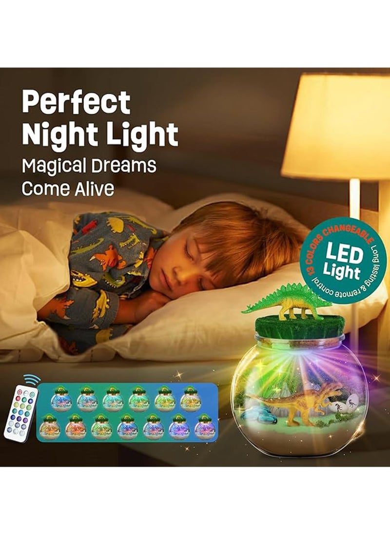 Dinosaur Terrarium Kit for Kids Dino Kid Crafts with DIY Moon Lamp Painting Kit Birthday Gift for Boys Ages 4-12 Year Old Arts and Crafts for Boys and Kids Dinosaur Toys for Boys (Dinosaur)