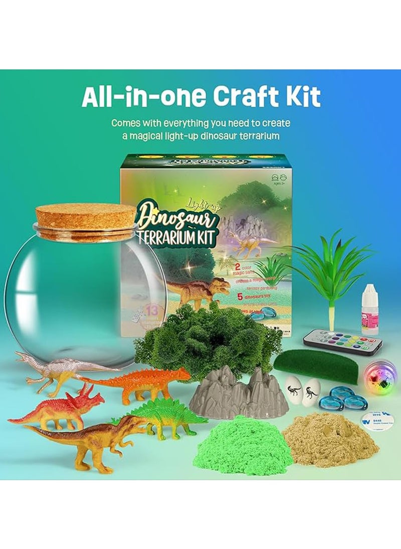 Dinosaur Terrarium Kit for Kids Dino Kid Crafts with DIY Moon Lamp Painting Kit Birthday Gift for Boys Ages 4-12 Year Old Arts and Crafts for Boys and Kids Dinosaur Toys for Boys (Dinosaur)