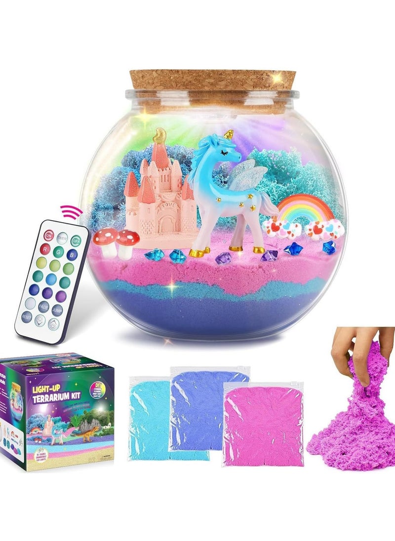 Dinosaur Terrarium Kit for Kids Dino Kid Crafts with DIY Moon Lamp Painting Kit Birthday Gift for Boys Ages 4-12 Year Old Arts and Crafts for Boys and Kids Dinosaur Toys for Boys (Unicorn)