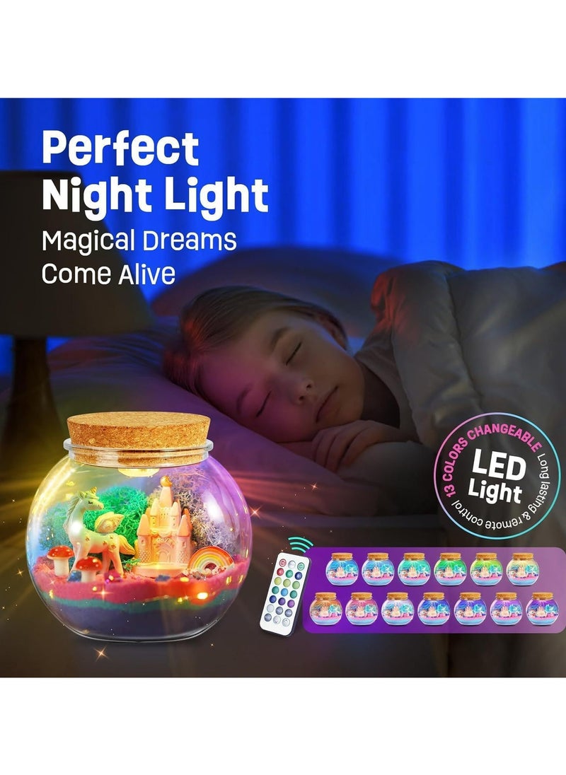 Dinosaur Terrarium Kit for Kids Dino Kid Crafts with DIY Moon Lamp Painting Kit Birthday Gift for Boys Ages 4-12 Year Old Arts and Crafts for Boys and Kids Dinosaur Toys for Boys (Unicorn)