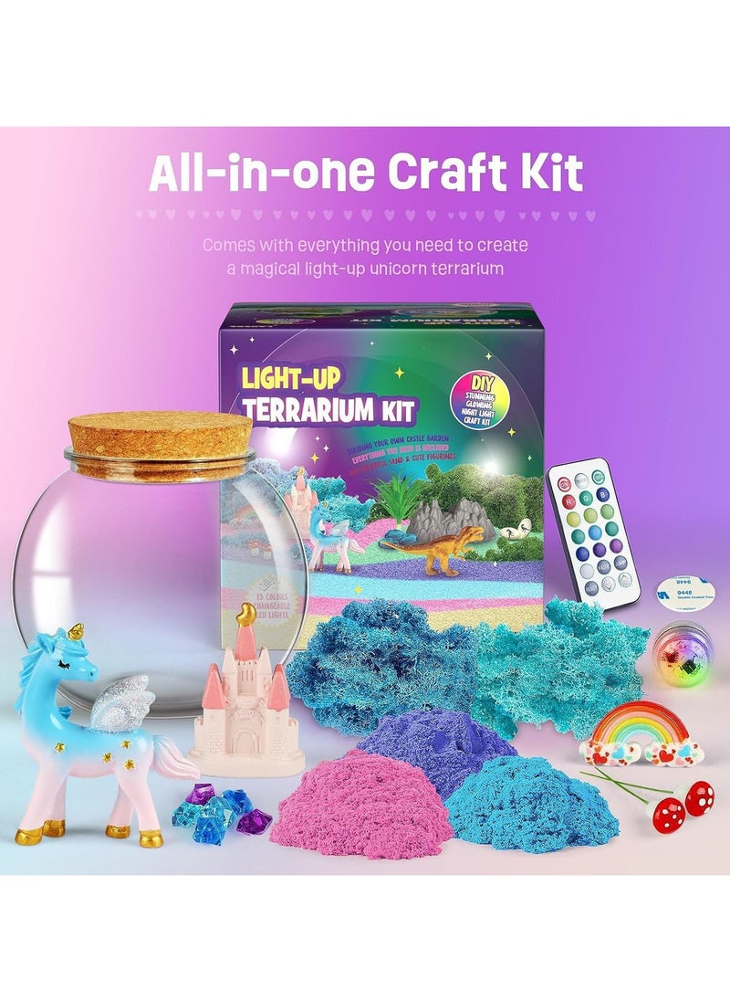 Dinosaur Terrarium Kit for Kids Dino Kid Crafts with DIY Moon Lamp Painting Kit Birthday Gift for Boys Ages 4-12 Year Old Arts and Crafts for Boys and Kids Dinosaur Toys for Boys (Unicorn)