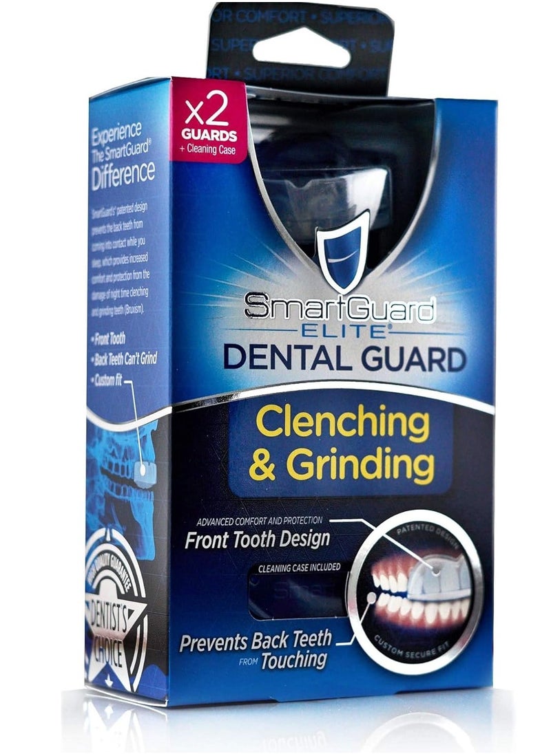 Dental Guard SMARTGUARD ELITE (2 Guards 1 Travel case) Front tooth Custom Anti Teeth Grinding Night Guard for Clenching - Dentist Designed - Bruxing Splint Mouth Protector for Relief of Symptoms