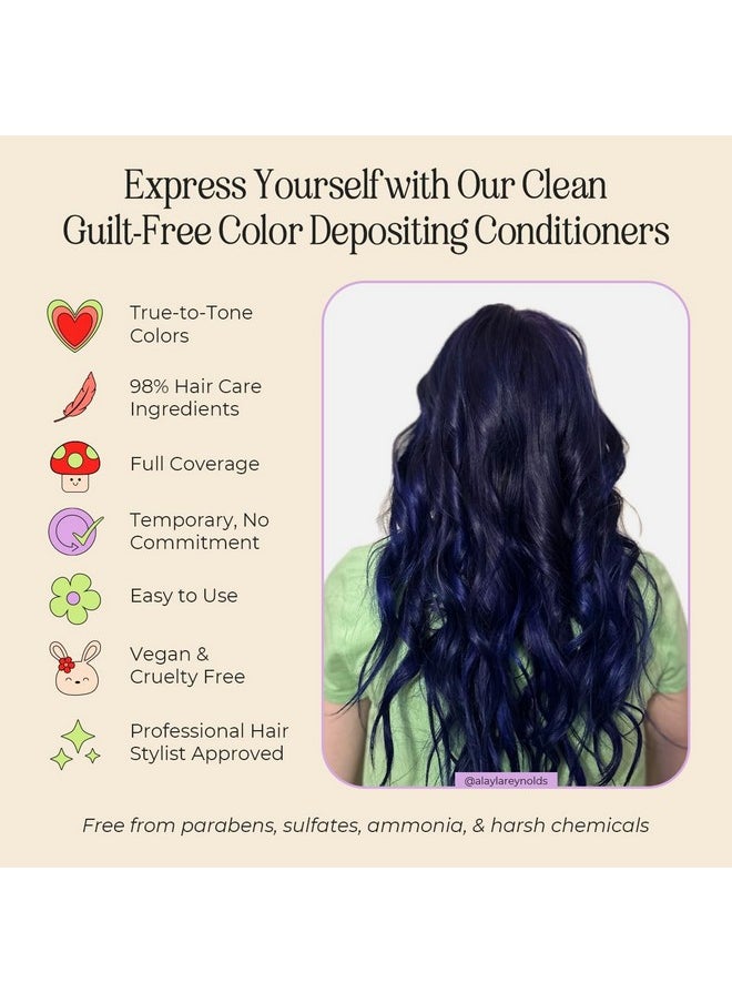 Semi Permanent Hair Color | Color Depositing Conditioner | Dark Blue Hair Dye | No Bleach No Peroxide Temporary Royal Sapphire Tint For Women, Men | Vegan, Sulfate & Ammonia Free, Ready To Use 6Oz