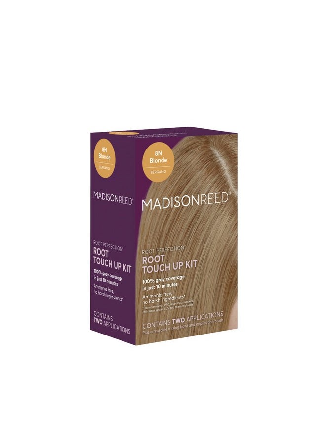 Root Perfection Permanent Root Touch Up, Dark Blonde 8N Bergamo, 10 Minutes For 100% Gray Root Coverage, Ammonia-Free Hair Dye, Two Applications