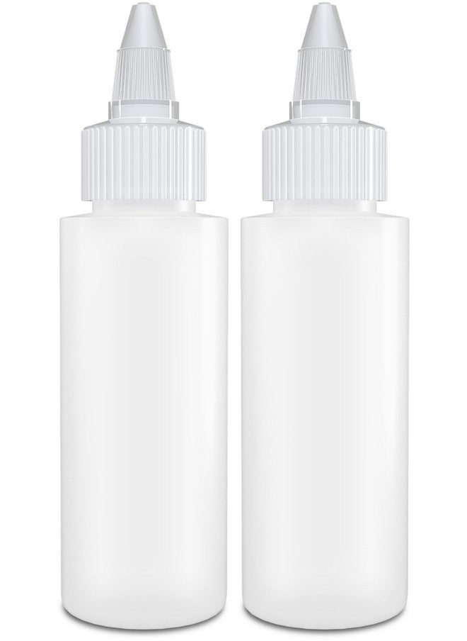 Twist Top Applicator Bottles, Squeeze 2 Oz Empty Plastic Bottles, Refillable, Open/Close Nozzle - Multi Purpose (Pack Of 2)