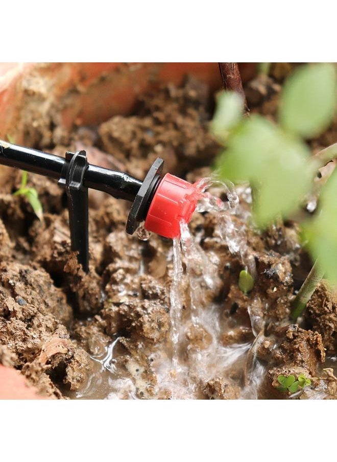 100 pcs 4/7 Adjustable Drip Irrigation Parts, Irrigation Drippers Sprinklers for Drip Irrigation System, Misting Micro Flow Dripper Drip Head Red/Black