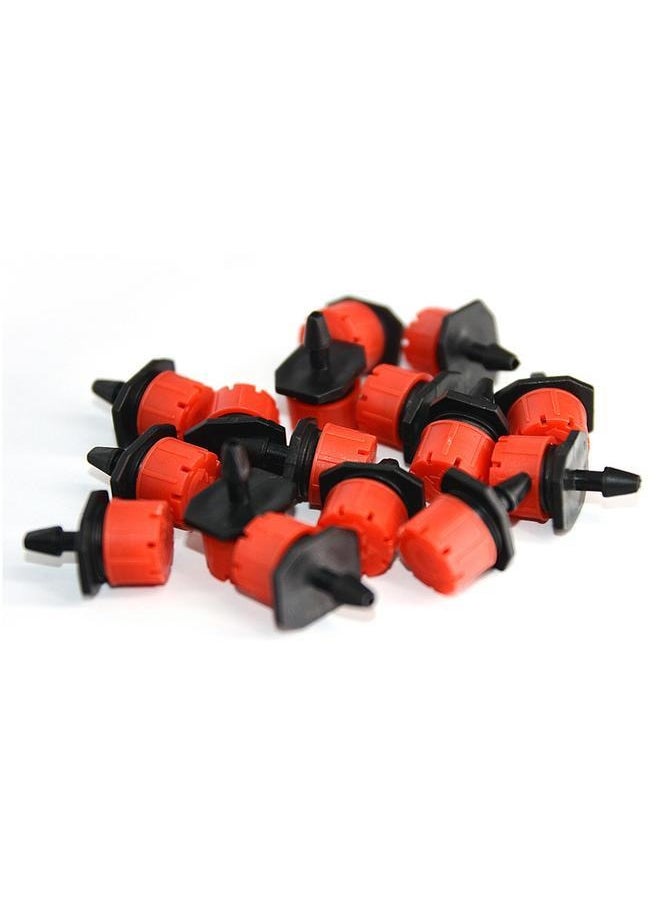 100 pcs 4/7 Adjustable Drip Irrigation Parts, Irrigation Drippers Sprinklers for Drip Irrigation System, Misting Micro Flow Dripper Drip Head Red/Black