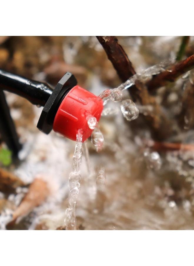 100 pcs 4/7 Adjustable Drip Irrigation Parts, Irrigation Drippers Sprinklers for Drip Irrigation System, Misting Micro Flow Dripper Drip Head Red/Black