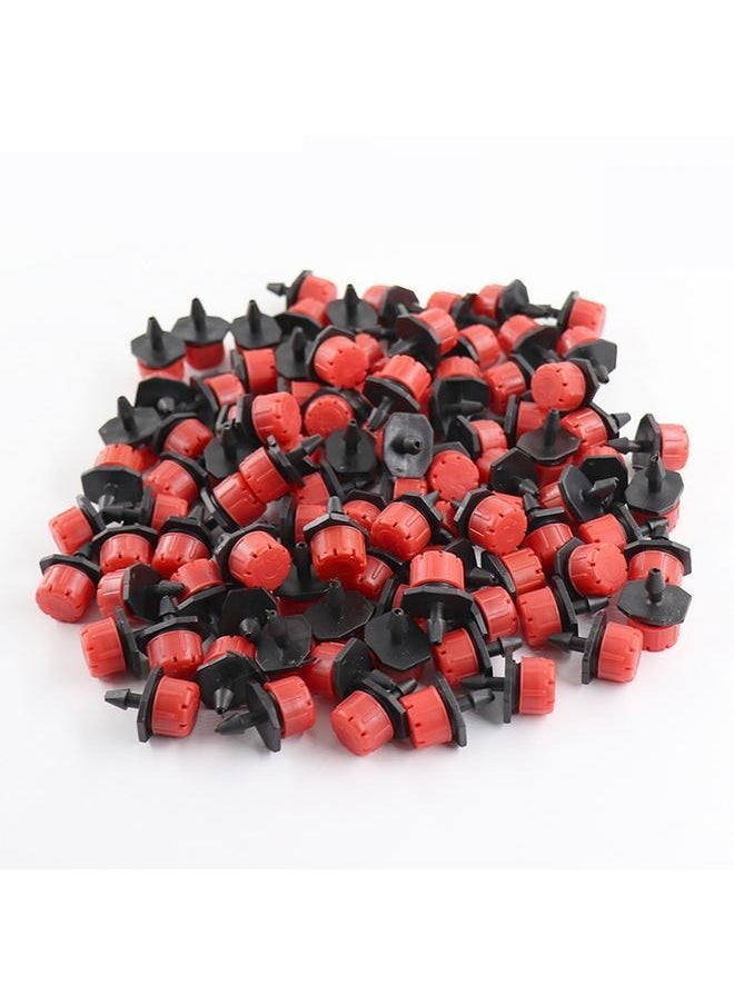 100 pcs 4/7 Adjustable Drip Irrigation Parts, Irrigation Drippers Sprinklers for Drip Irrigation System, Misting Micro Flow Dripper Drip Head Red/Black