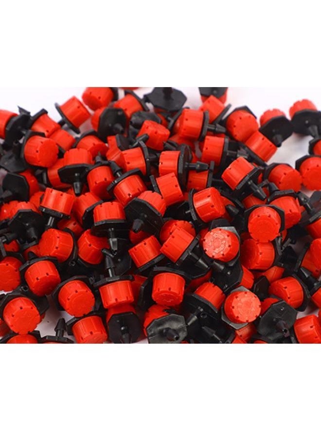 100 pcs 4/7 Adjustable Drip Irrigation Parts, Irrigation Drippers Sprinklers for Drip Irrigation System, Misting Micro Flow Dripper Drip Head Red/Black