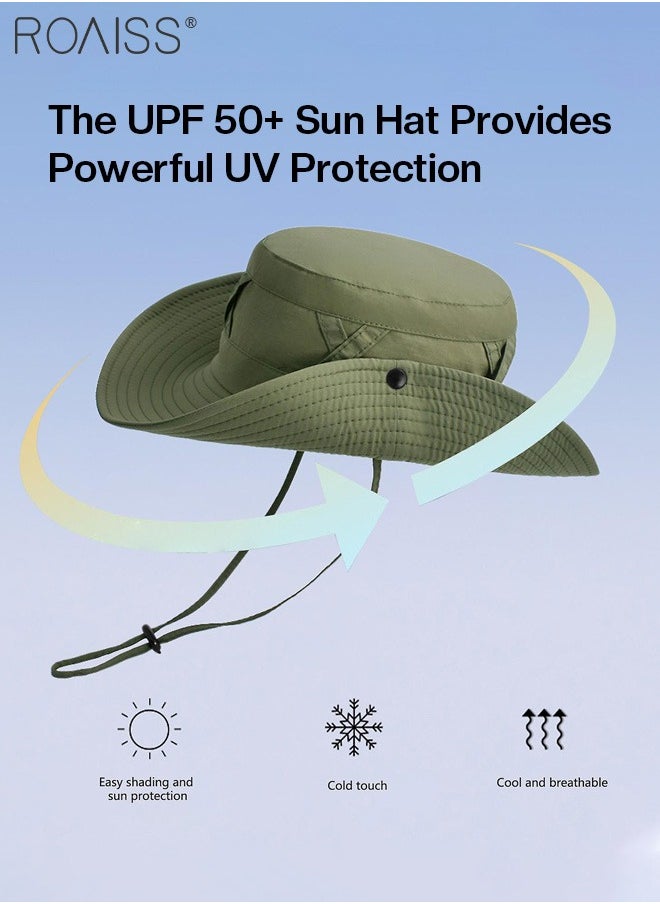 Wide Brim Sunscreen Bucket Hat for Men Women , UPF 50+ Fishing & Bucket Hat Sun Protection Beach Sun Hat for Hiking Camping Safari Adjustable Size
