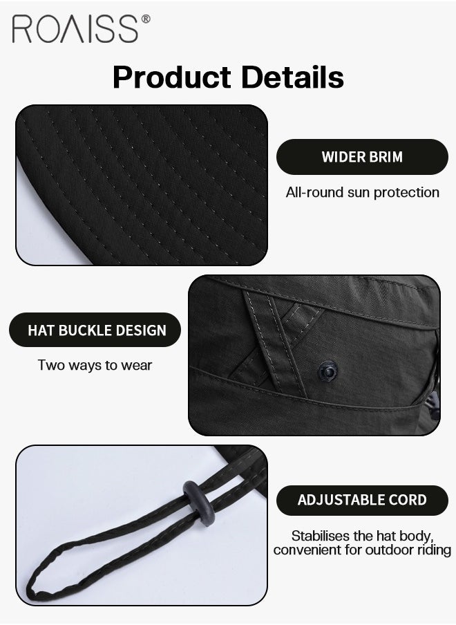 Wide Brim Sunscreen Bucket Hat for Men Women , UPF 50+ Fishing & Bucket Hat Sun Protection Beach Sun Hat for Hiking Camping Safari Adjustable Size