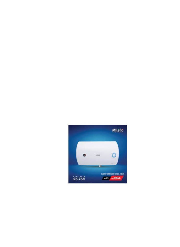 Milano Horizontal Electric Water Heater - 80 L