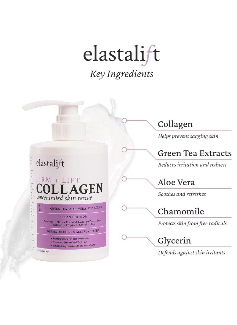 Elasta Life Collagen Skin Care Cream and Body Lotion for Dry Skin Skin Firming Cream and Collagen Body Firming Lotion Lifts, Tightens and Firms Skin for Younger Looking Skin 15 fl oz