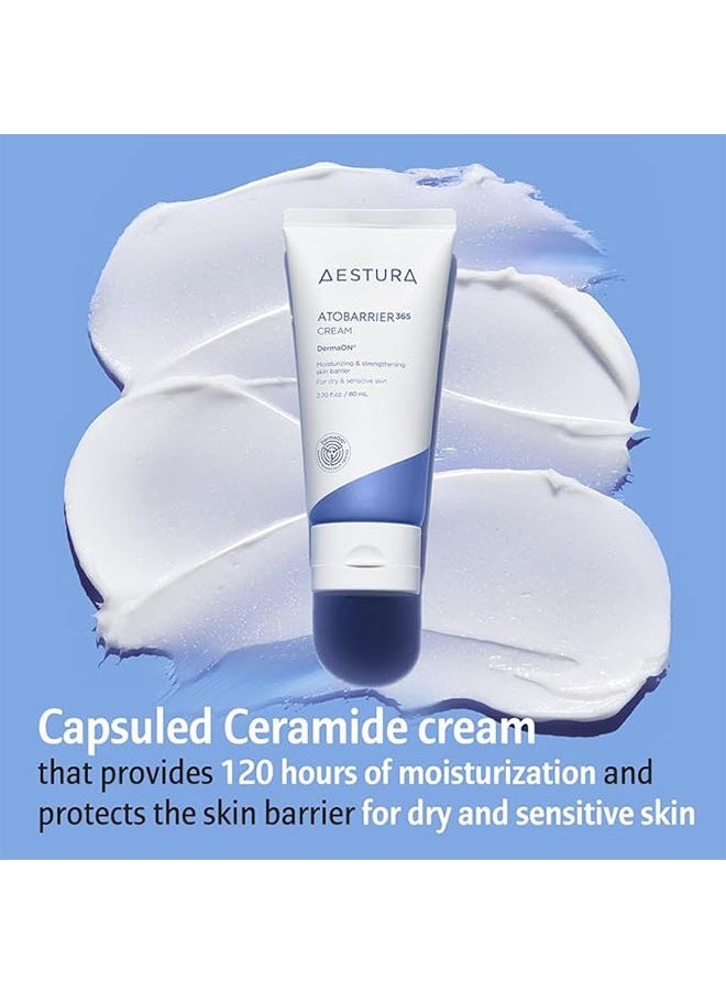 Atobarrier 365 Cream 80ml, Moisturizing and Strengthening Skin Barrier for Dry and Sensitive Skin, Lasting Hydration