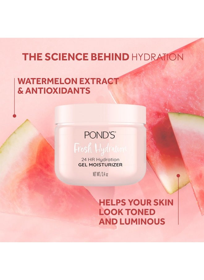 Watermelon Extract & Antioxidants Gel Face Moisturizer For Toned And Luminous Skin, 3.4 Oz