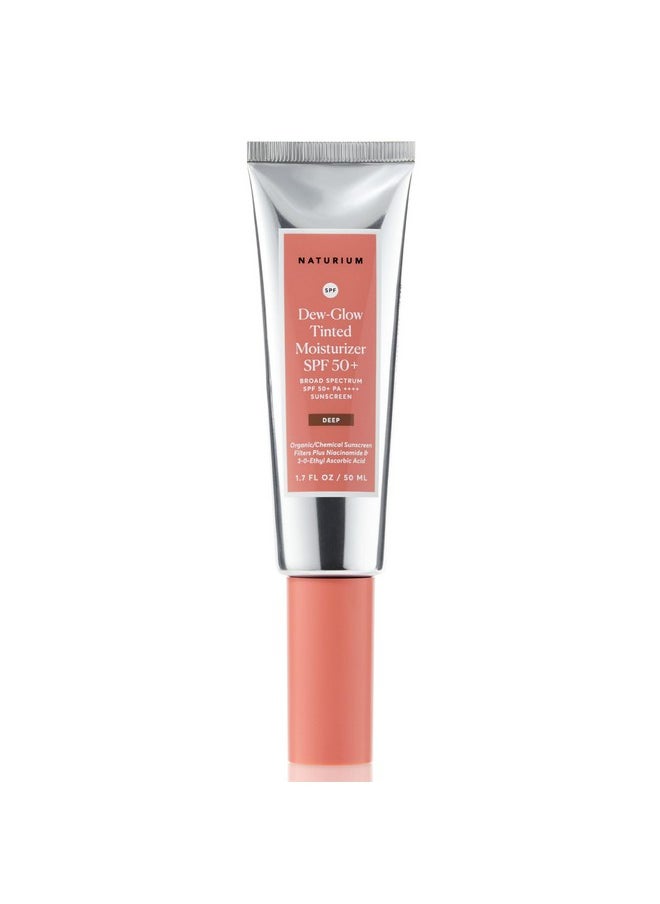Dew-Glow Tinted Moisturizer Spf 50+ Deep, Daily Moisturizing Sunscreen & Face Primer Face Primer With Tint, Skin Protector With Dewy Finish, 1.7 Oz