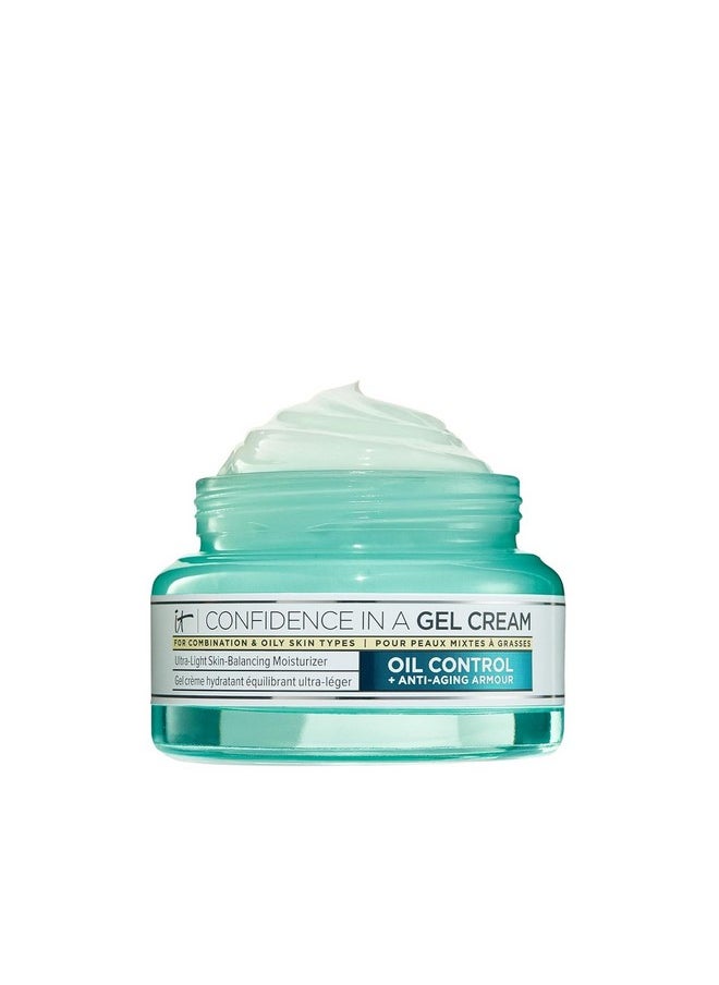 Confidence In A Gel Cream Oil Control - Hydrating Oil-Free Face Moisturizer - Reduces Shine & Look Of Large Pores - With Niacinamide, Vitamin E & Peptides - Non-Comedogenic - 2.0 Oz