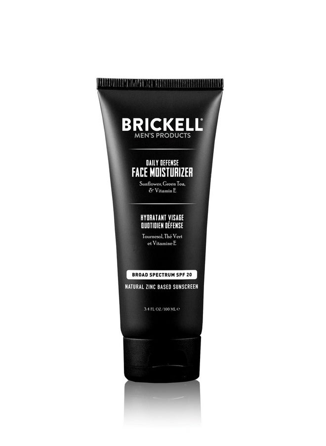 Brickell Men'S Daily Defense Spf20 Face Moisturizer For Men, Natural & Organic, Zinc Oxide Face Moisturizing Mineral Sunscreen, Hydrates & Protects Skin Against Harmful Uva/B Rays, 3.4Oz, Unscented